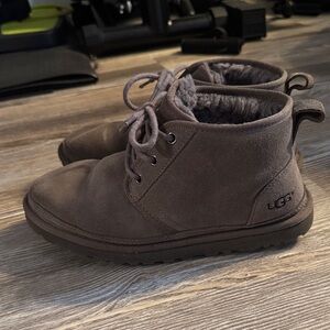 UGG Gray Suede Lace-Up Boots
